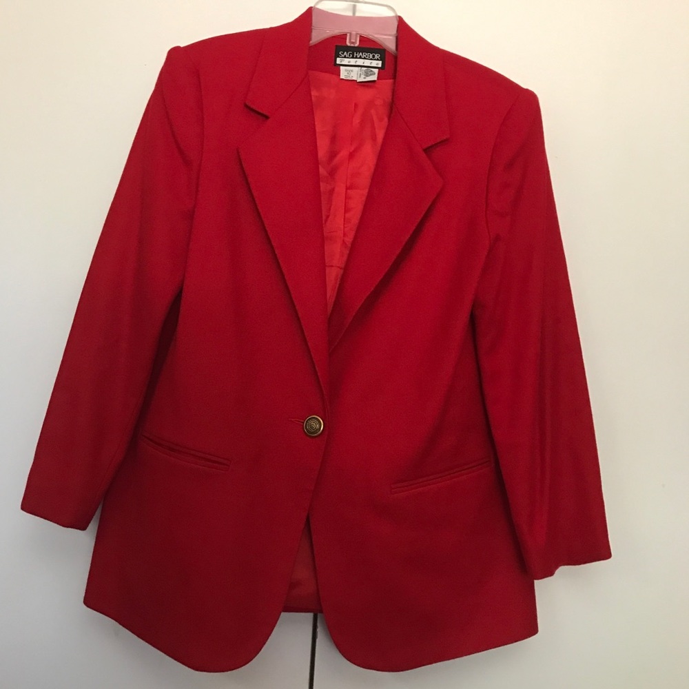 SAG HARBOR RED SINGLE BUTTON 100% WOOL BLAZER